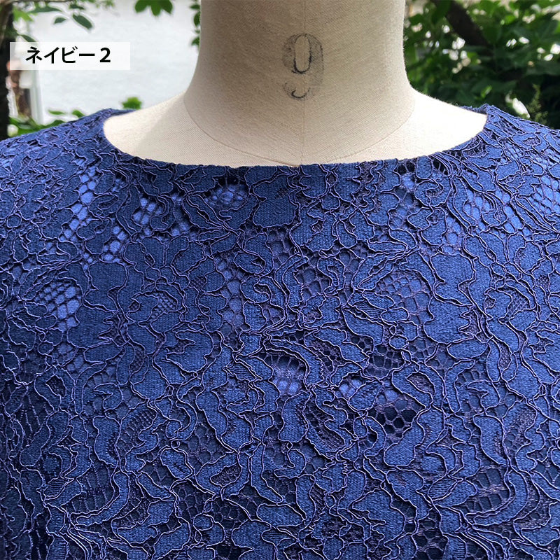 タック&リボン総レースワンピース(生地違い)