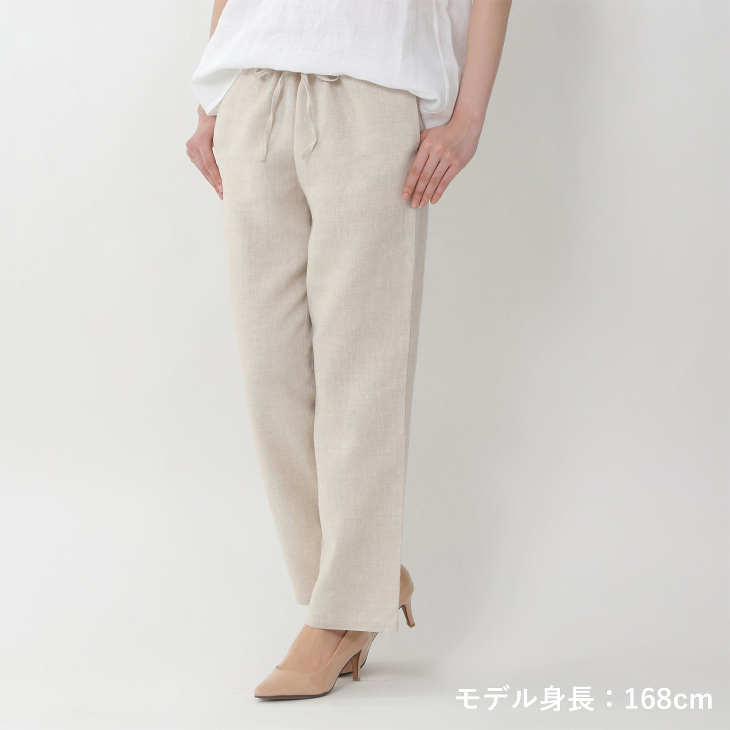 リネンシャツインリラクシングパンツ(model:168cm 着用サイズ:SM)