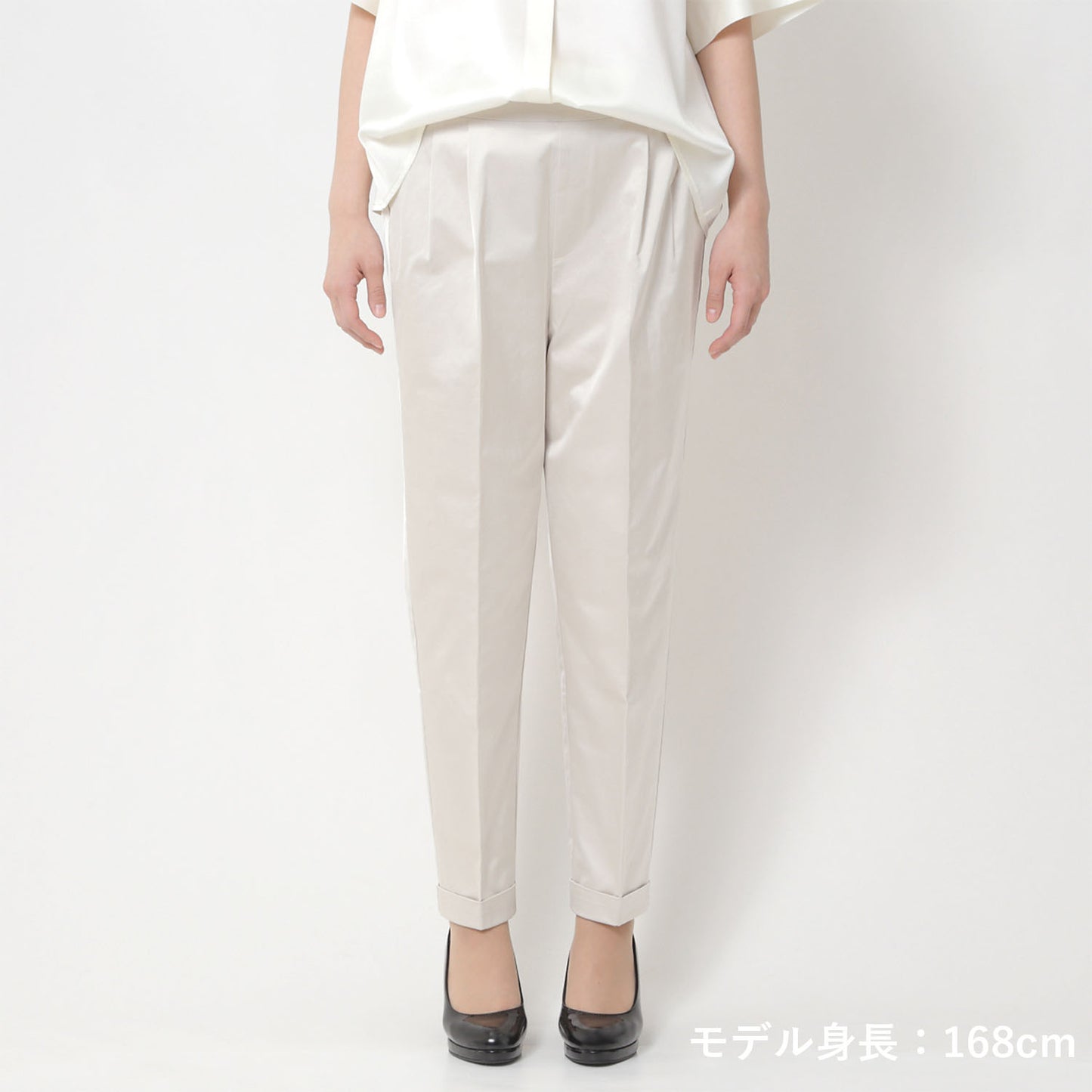 ダルサテンオケージョンシャツインパンツ(model:168cm 着用サイズ:SM)