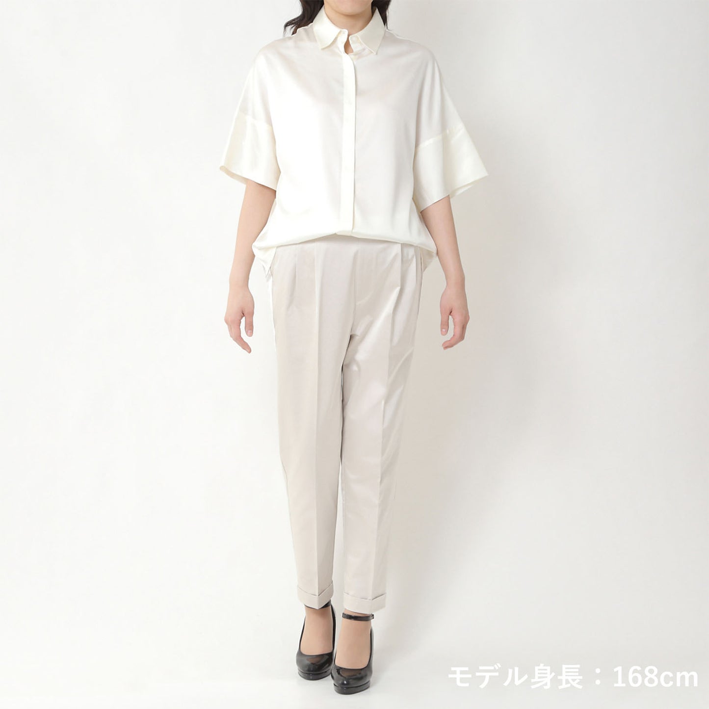 ダルサテンオケージョンシャツインパンツ(model:168cm 着用サイズ:SM)