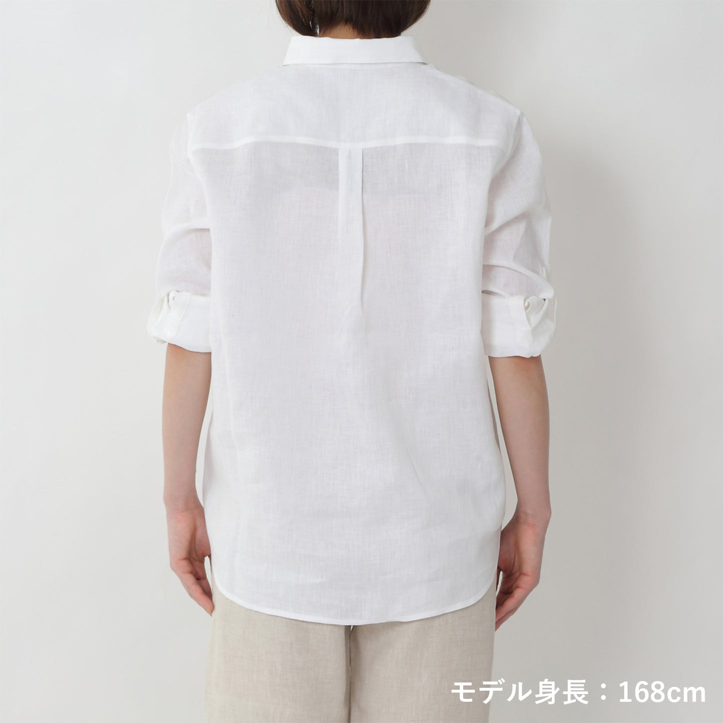 リネンプルオーバーシャツ(model:168cm 着用サイズ:SM)