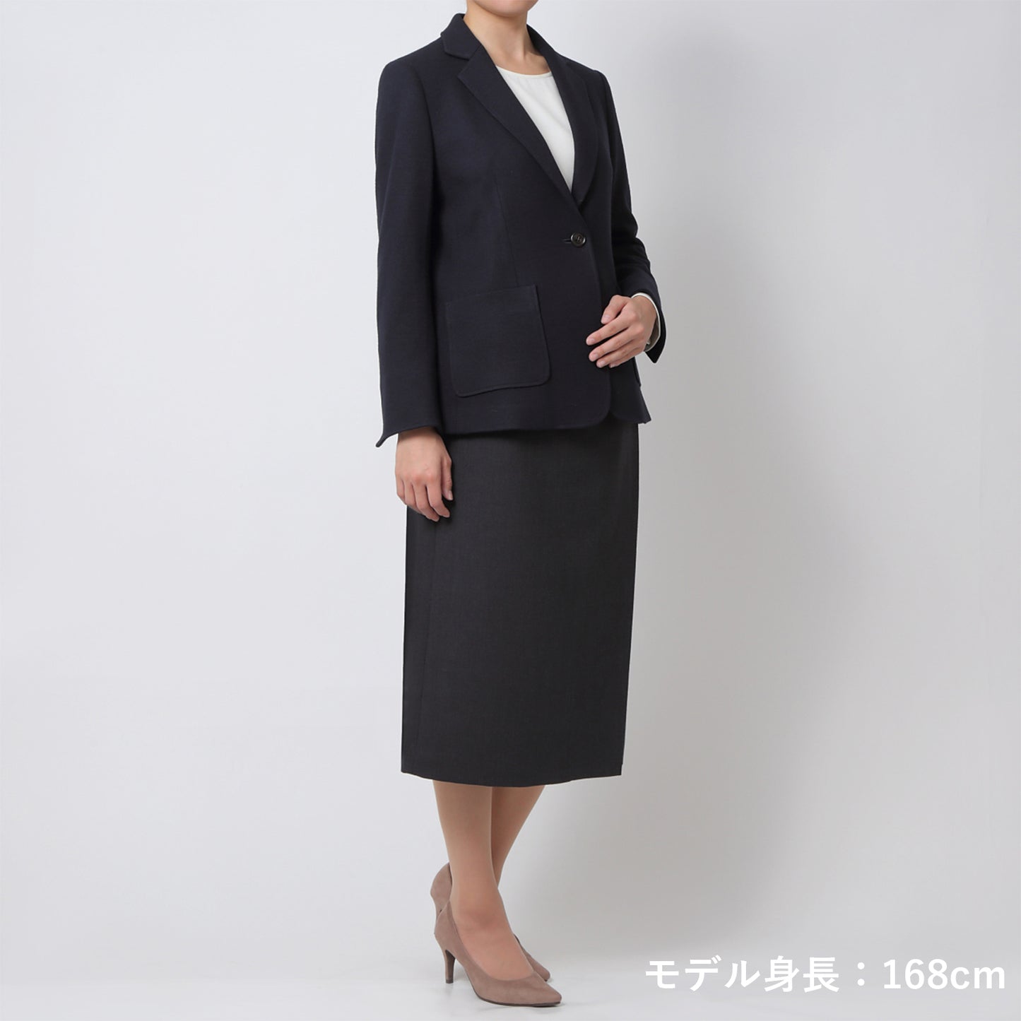 ストレッチウールマタニティラップスカート(model:168cm 着用サイズ:SM)